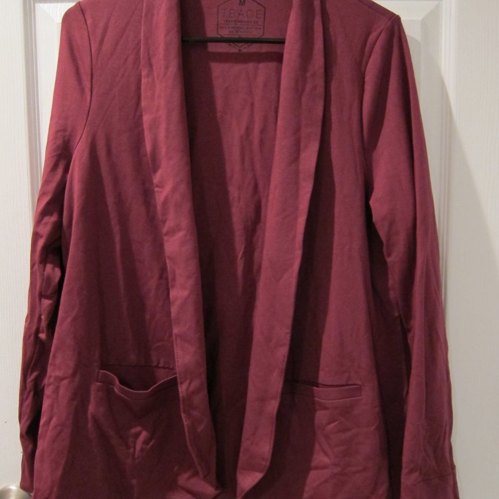 Trace Fashion - Sweatshirt Blazer - Burgundy NWOT